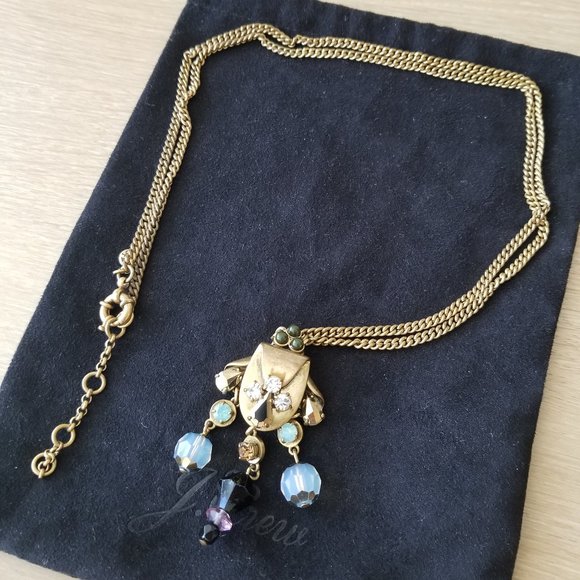 J. Crew Long Brass Chain Pendant Necklace - Picture 2 of 4